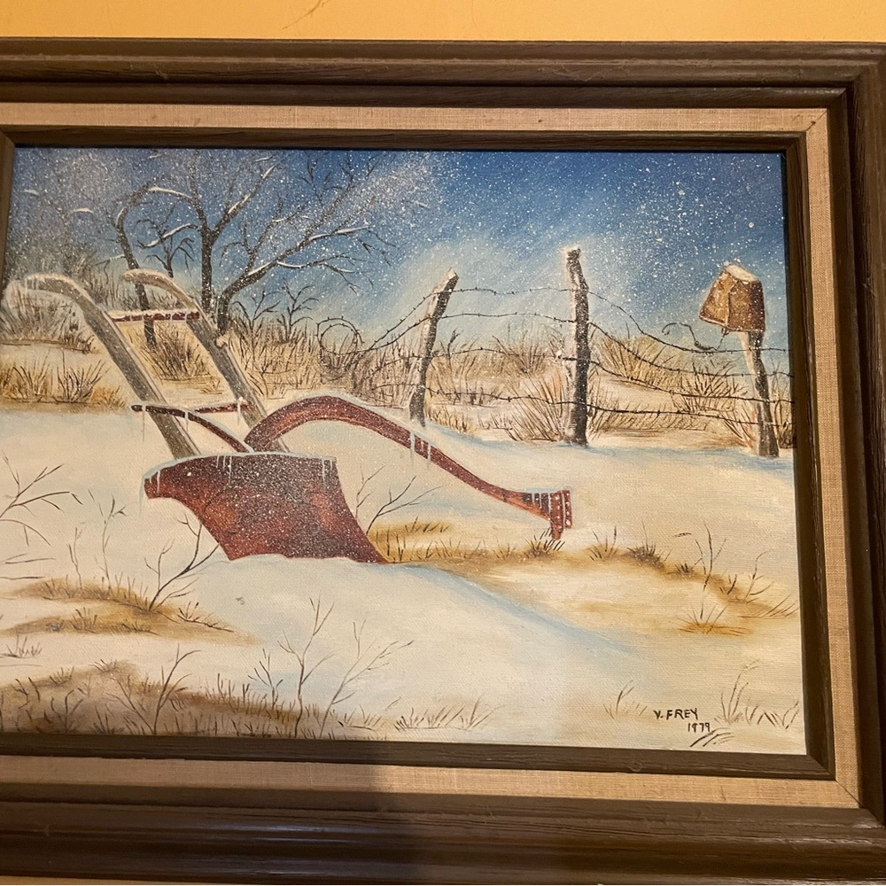 Rustic Winter Landscape Painting